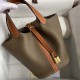 Hermes Picotin Elephant Grey Patch Brown TC Leather