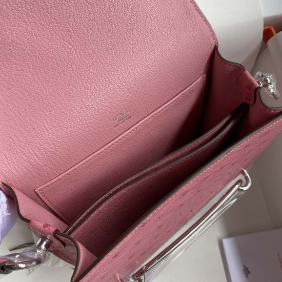 Hermes Roulis Bubble Pink Orstrich Leather