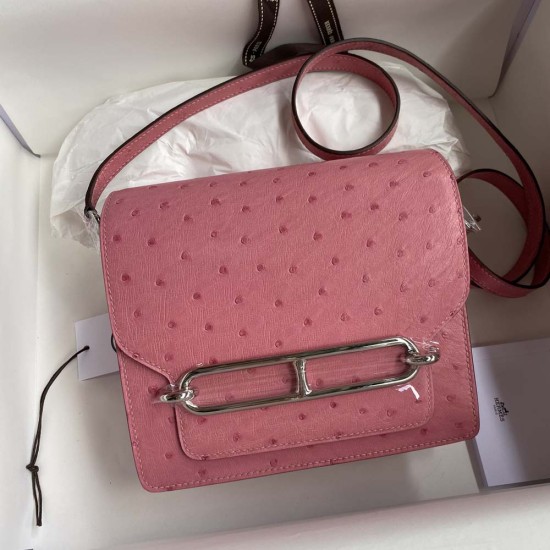 Hermes Roulis Bubble Pink Orstrich Leather