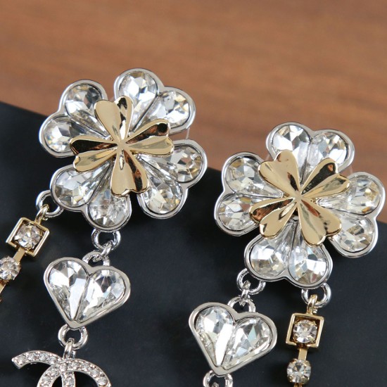 Chanel Pendant Earrings in Metal And Strass Crystal