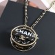 Chanel Long Necklace in Metal Resin And Lambskin