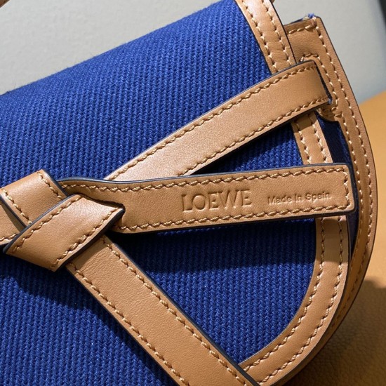 Loewe Mini Gate Dual Bag in Calfskin and Canvas
