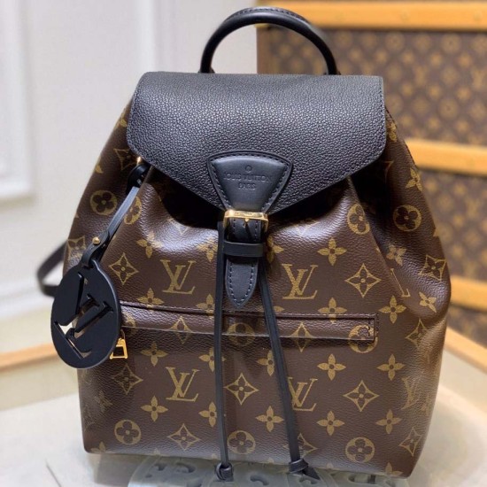 LV Montsouris PM Backpack Monogram Canvas and Black Natural Leather