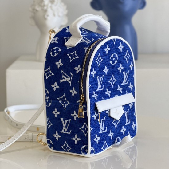LV Palm Springs Mini Backpack In Monogram Velvet Jacquard and Cowhide Leather 