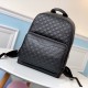 LV Campus Backpack In Damier Infini Onyx Silver Cowhide Leather Embossed With The House's Emblematic Checkboard Pattern