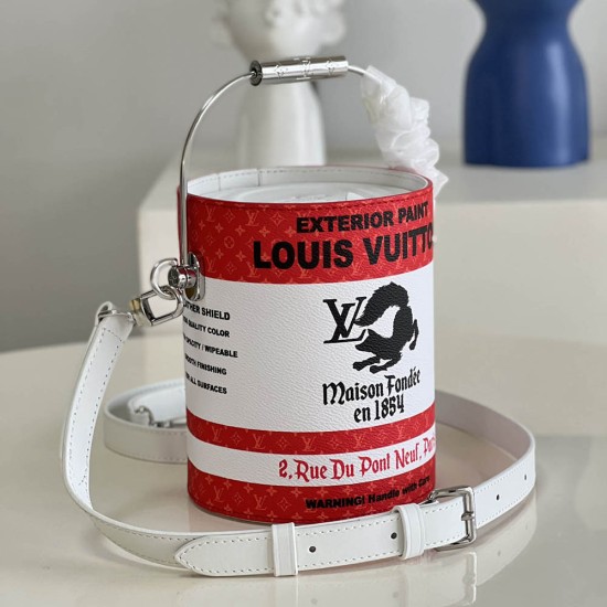 LV Paint Can In Coated Canvas And Cowhide Leather With Metal Handle 3 Colors 13cm