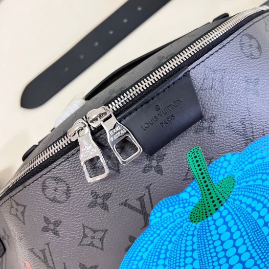 LV x YK Maxi Bumbag In Monogram Eclipse Reverse Coated Canvas with Colorful Pumpkin Print 44cm