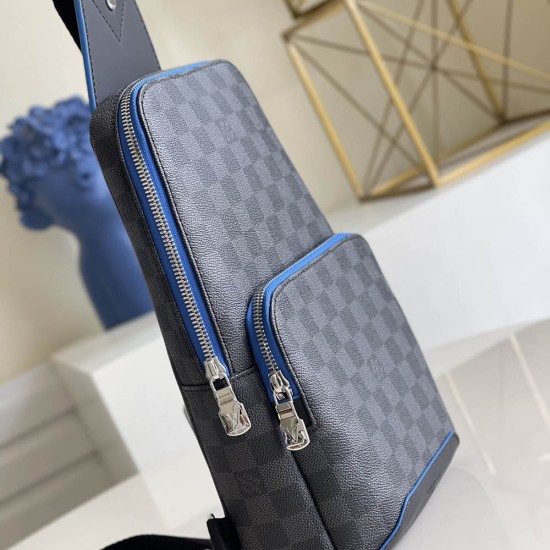 LV Avenue Sling Bag in Damier Graphite Canvas With Contrasting Edges 20cm