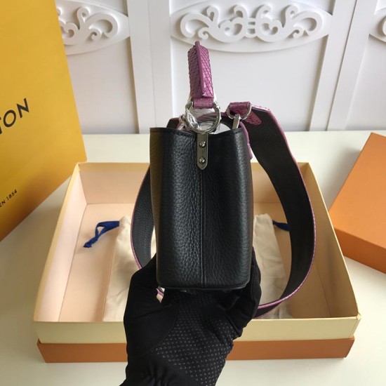 LV Capucines Mini Handbag In Taurillon Leather With Lizard Trims 21cm