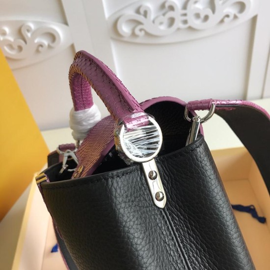 LV Capucines Mini Handbag In Taurillon Leather With Lizard Trims 21cm