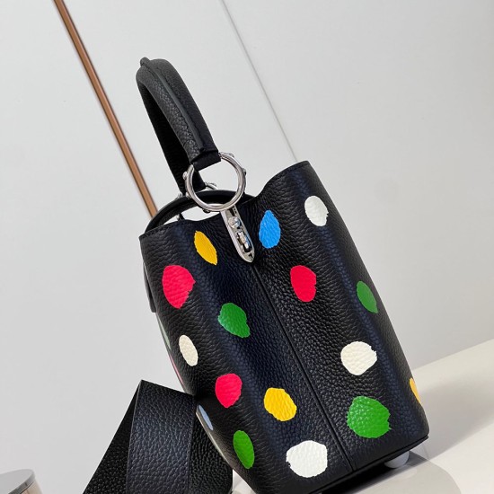 LV X YK Capucines Handbag in Taurillon Bull Calf Leather With 3D Painted Dots Print 27cm 31cm 2 Colors