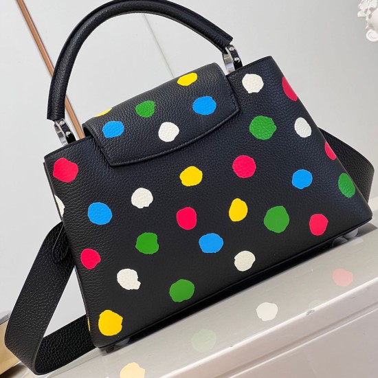 LV X YK Capucines Handbag in Taurillon Bull Calf Leather With 3D Painted Dots Print 27cm 31cm 2 Colors