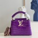 LV Capucines Mini Handbag in Crocodilien Brillant Leather With Seashell Effect LV And Braided Leather Chain 21cm