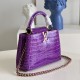LV Capucines Handbag in Crocodilien Brillant Leather With Seashell Effect LV And Braided Leather Chain
