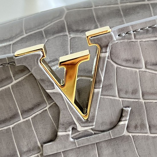 LV Capucines Mini Handbag in Crocodilien Leather With Braided Leather Chain 3 Colors 21cm