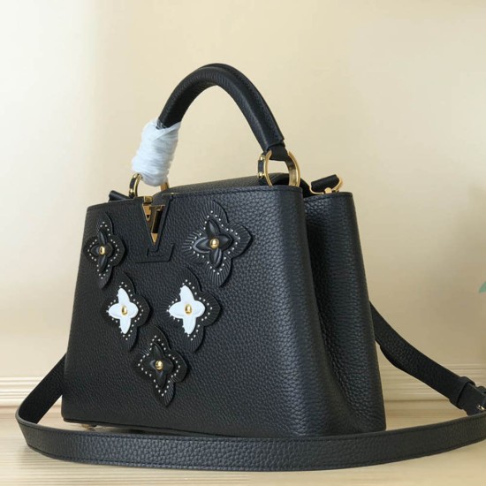 LV Capucines Handbag in Taurillon Leather With Multicolor Patch Flowers 2 Colors 27cm 31cm