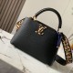 LV Capucines Handbag in Taurillon Leather With Leopard LV And Wide Shoulder Strap