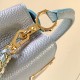LV Capucines Mini Handbag in Glimmers Contrast Taurillon Leather With Seashell Effect LV And Braided Leather Chain 21cm