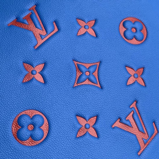 LV Coussin PM H27 Monogram Embossed Puffy Lambskin in Blue Red