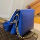 LV Coussin PM H27 Monogram Embossed Puffy Lambskin in Blue Red
