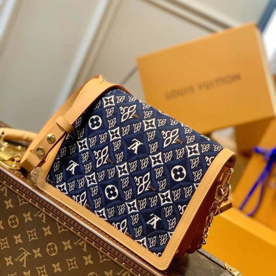 LV Since 1854 Dauphine MM Handbag In Monogram Jacquard Since 1854 With Chain Strap 4 Colors