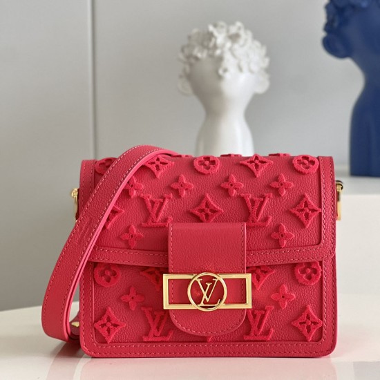 LV Dauphine Mini Handbag in Embroidered Tufted Monogram Motif Grained Calfskin