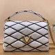 LV GO-14 MM Bag in White And Black Lambskin Leather M22890 23cm