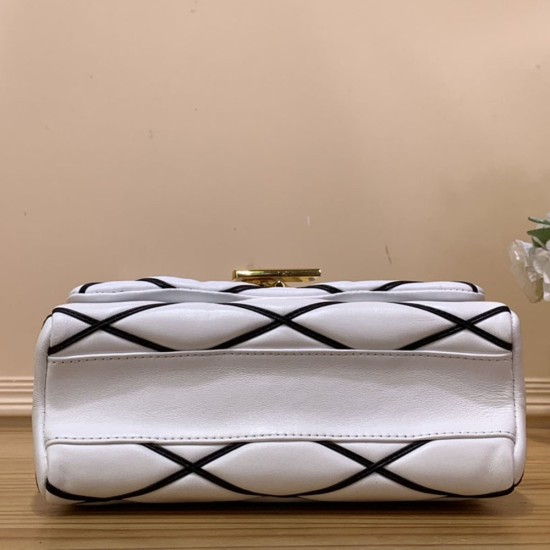 LV GO-14 MM Bag in White And Black Lambskin Leather M22890 23cm