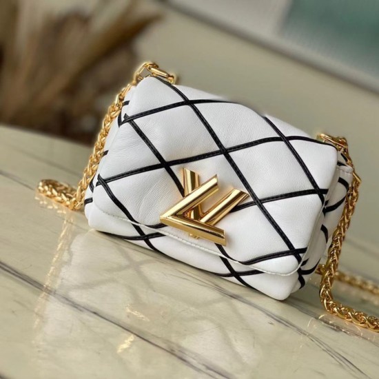 LV Pico GO-14 Bag in White And Black Lambskin Leather M23762 23cm