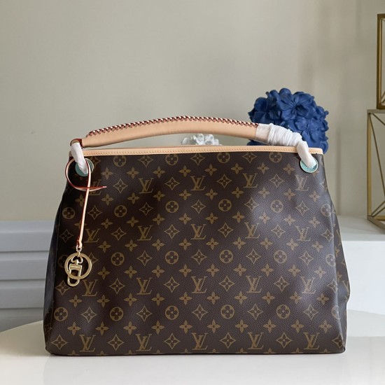 LV Artsy MM Hobo Bag in Monogram Coated Canvas And Cowhide Leather With Handcrafted Handle