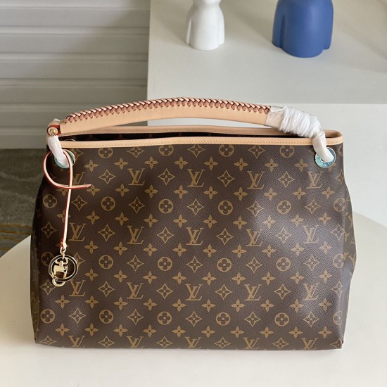 LV Artsy MM Hobo Bag in Monogram Coated Canvas And Cowhide Leather With Handcrafted Handle