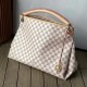 LV Artsy MM Hobo Bag in Damier Azur Coated Canvas And Natural Cowhide Leather Trims With Handcrafted Handle