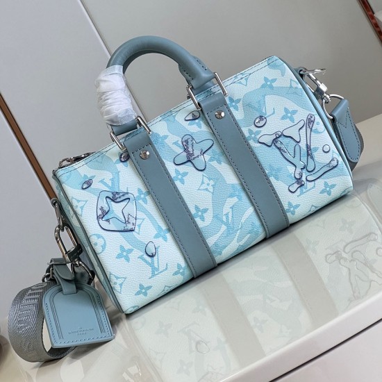 LV Keepall Bandouliere 25 In Monogram Aquagarden Coated Canvas With Drops of Water 25cm