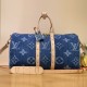 LV Keepall Bandouliere 45 In Monogram Denim Global Organic Textile-certified cotton canvas 45cm M24315