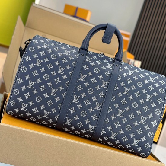 LV Keepall Bandouliere 50 In Monogram Shadow Leather 50cm 2 Colors M24953 M24954