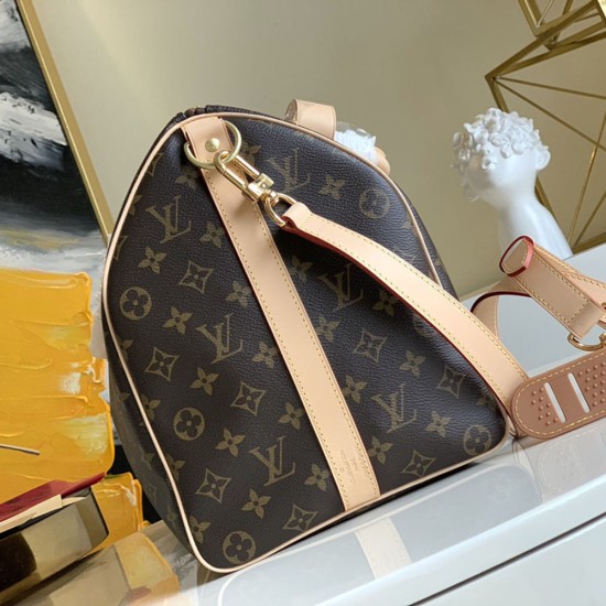 LV Keepall Bandouliere 45/50/55 Travel Bag in Monogram Coated Canvas And Cowhide Leather