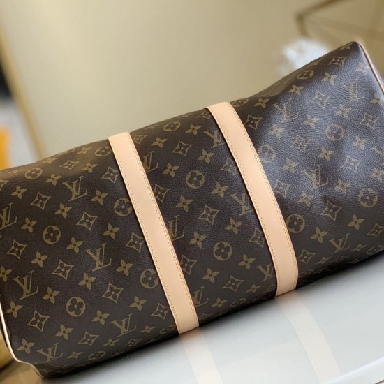LV Keepall Bandouliere 45/50/55 Travel Bag in Monogram Coated Canvas And Cowhide Leather