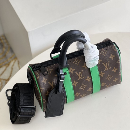 LV Keepall Bandouliere 25 in Monogram Macassar Coated Canvas with Contrast Color Trims 2 Colors