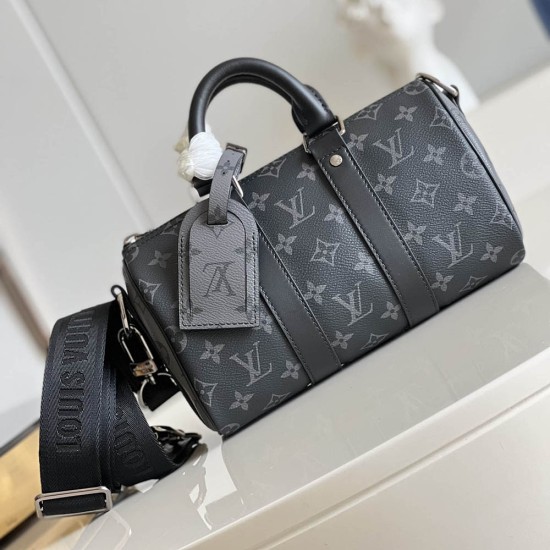 LV Keepall Bandouliere 25 in Monogram Eclipse Coated Canvas 25cm
