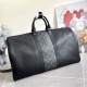 LV Keepall 50 Bandouliere in Taiga Cowhide Leather And Monogram Eclipse Coated Canvas