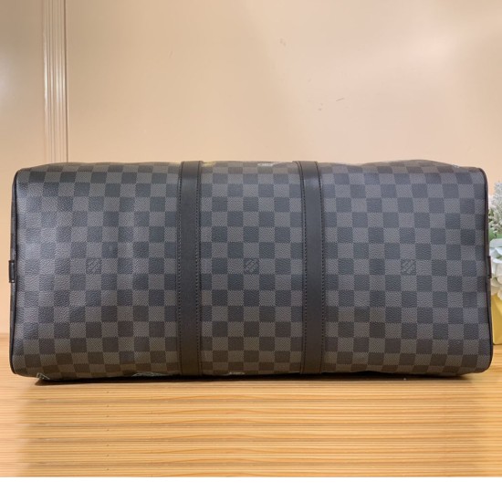 LV Keepall Bandouliere 50 Travel Bag in Damier Graphite Canvas With Animal Prints