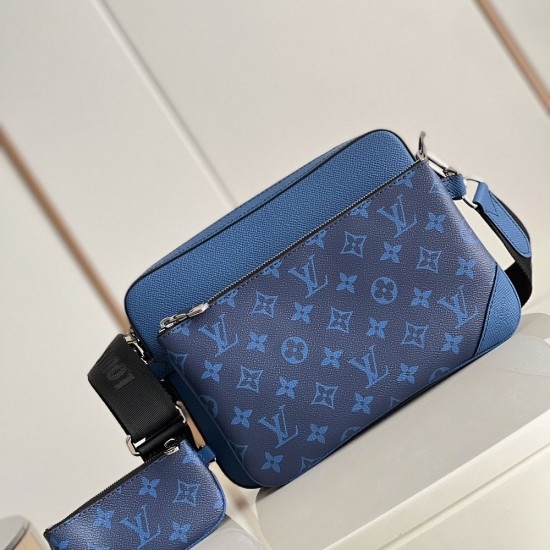 LV Trio Messenger Bag in Monogram Coated Canvas And Taiga Cowhide Leather 25cm