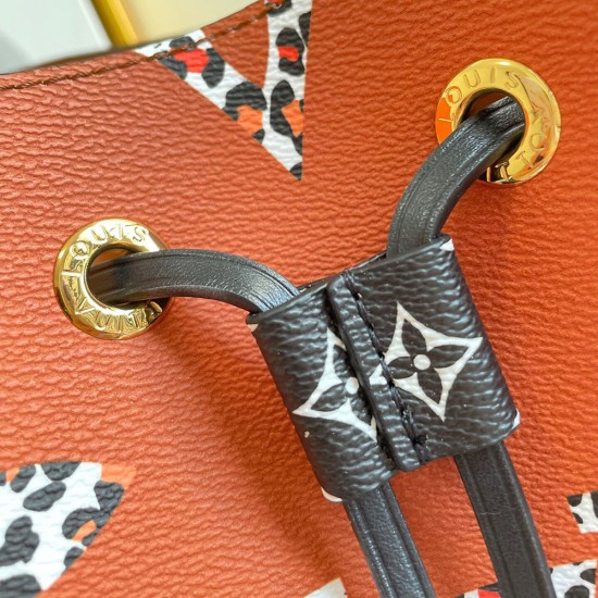 LV Neonoe MM Bucket Bag In Leopard Bicolor Monogram Empreinte Leather 2 Colors