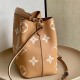LV Neonoe MM Bucket Bag in Embossed Grained Cowhide Leather With Printed Monogram Flowers 3 Colors