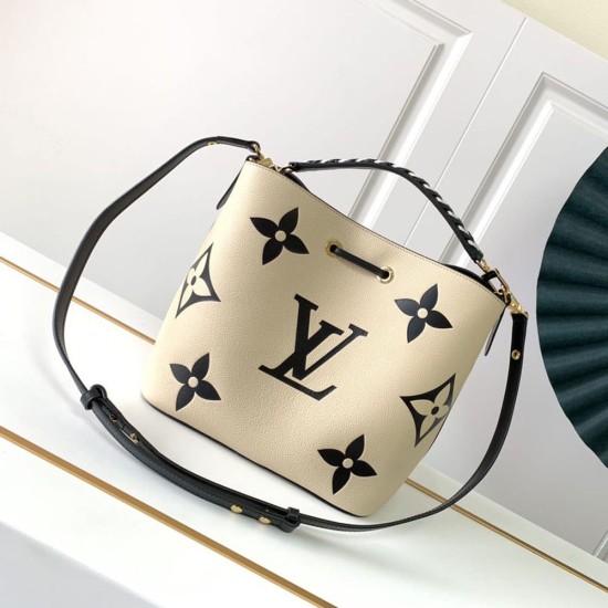 LV Neonoe MM Bucket Bag In Monogram Empreinte Leather With Braided Top Handle 2 Colors