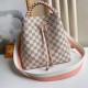 LV Neonoe MM Bucket Bag In Damier Azur Coated Canvas With Braided Top Handle