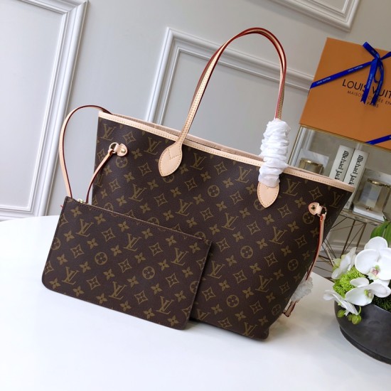 LV Neverfull Tote Bag in Monogram Coated Canvas 4 Colors