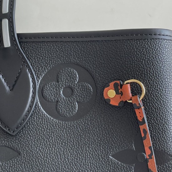 LV Neverfull MM Tote Bag In Embossed Monogram Empreinte Leather With Leopard Trims 3 Colors