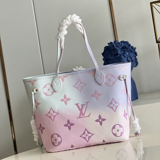 LV Neverfull MM Tote Bag In Colorful Gradient Monogram Coated Canvas 4 Colors