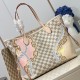 LV Neverfull MM Tote Bag In Damier Azur Coated Canvas With Nautical Print of Ropes and Chains 31cm